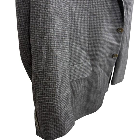 Lauren Ralph Lauren Mens Houndstooth Gray Wool Cashmere Suit Jacket Blazer 42 S - Picture 2 of 16
